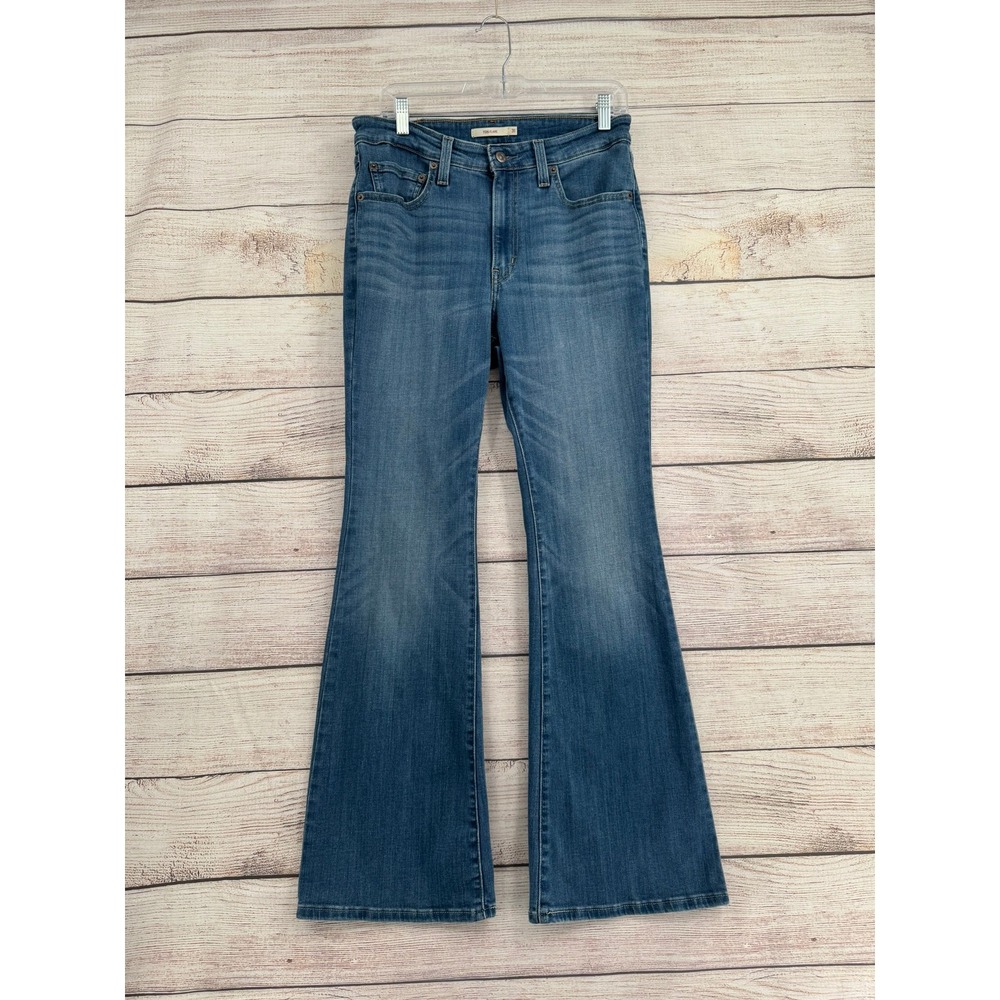 Levi's 726 Flare Jeans Women 31 Medium Blue High Rise Stretch Denim
